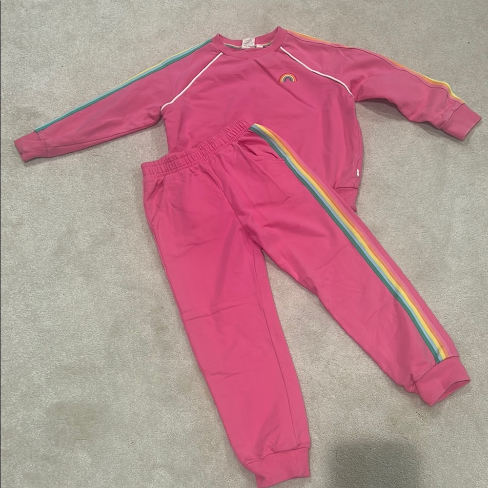 Little Bird Pink Tracksuit with Rainbow Accents